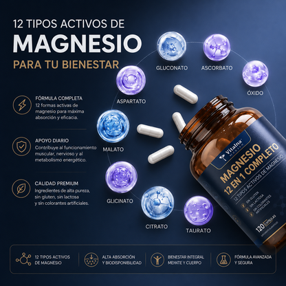 Magnesio 12 En 1 Complex: Descansa Mejor y Reduce el Estrés ⚡OFERTA X2 TARROS