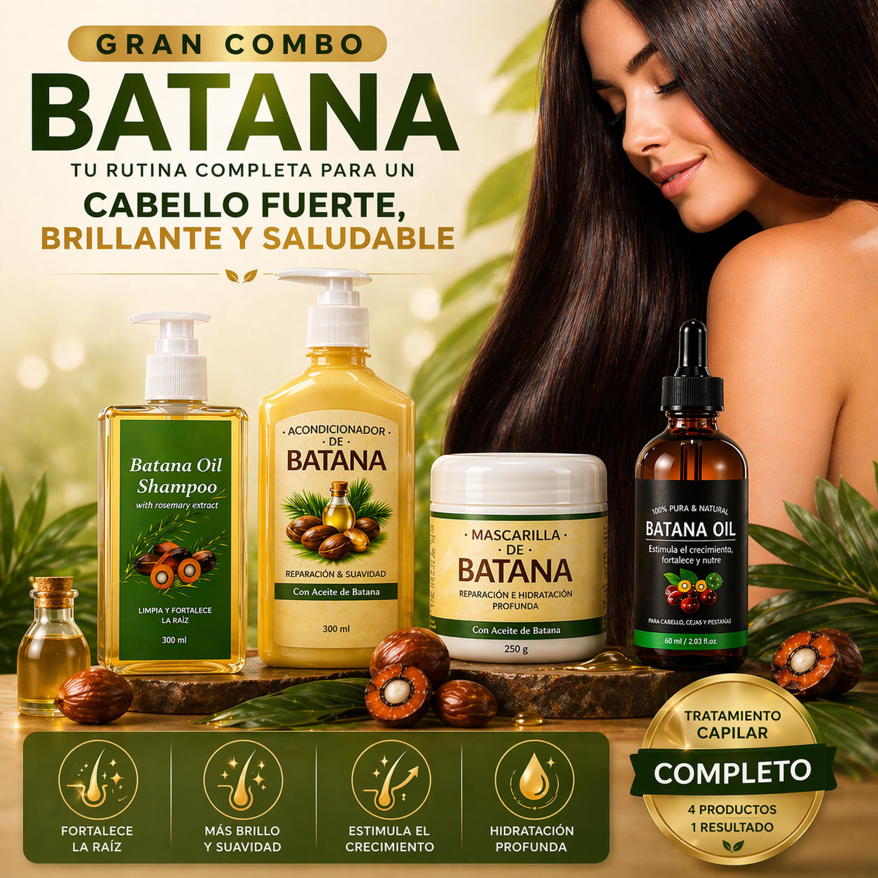 KIT CAPILAR BATANA: Tratamiento Natural de Aceite de Batana 🌿