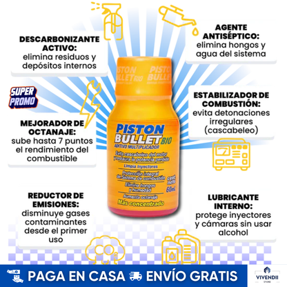 Aditivo Piston Bullet Bio | Pack x 5🛒 Máximo Rendimiento + Ahorro Garantizado ✅