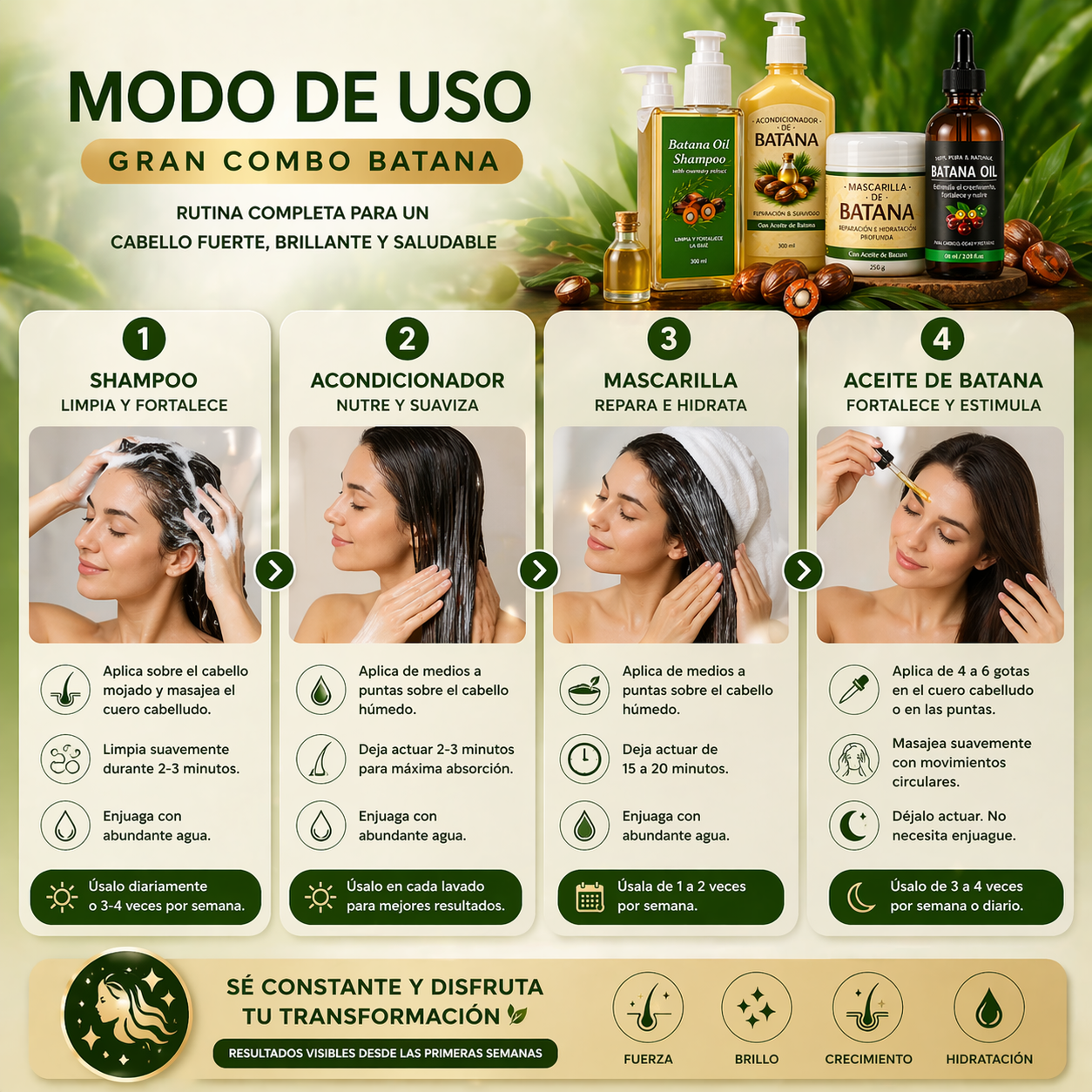 KIT CAPILAR BATANA: Tratamiento Natural de Aceite de Batana 🌿
