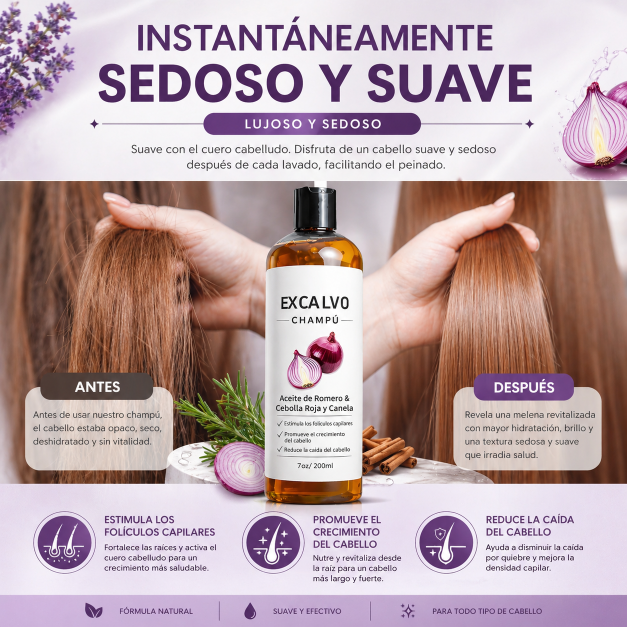 Shampoo Excalvo: Recupera la Fuerza y Volumen de tu Cabello 🌱