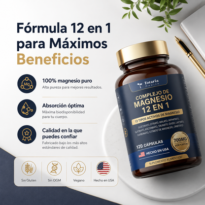 Magnesio 12 En 1 Complex: Descansa Mejor y Reduce el Estrés ⚡OFERTA X2 TARROS