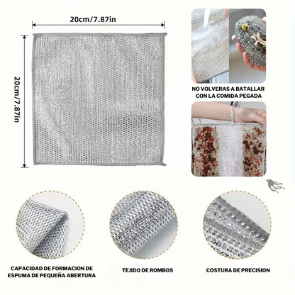 PAÑOS DE LIMPIEZA MULTIUSO DE MALLA METALICA
