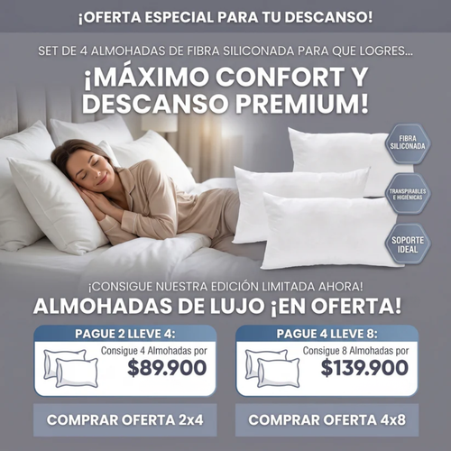 Descanso profundo & Recuperación total 💤 PROMO SET DE 4 ALMOHADAS