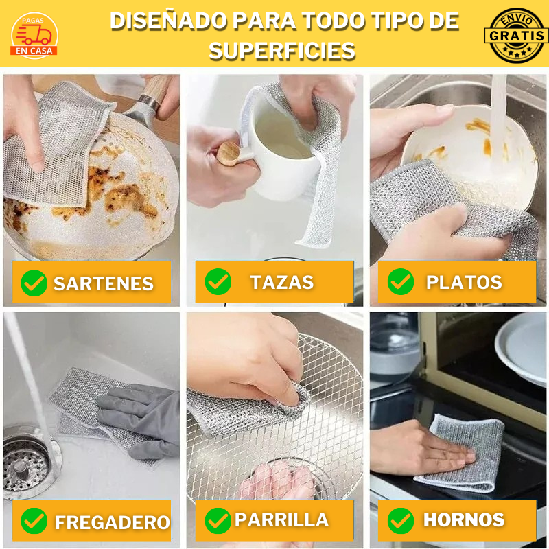 PAÑOS DE LIMPIEZA MULTIUSO DE MALLA METALICA